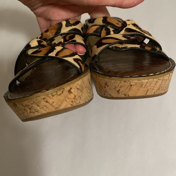 Sam Edelman RAYNERE Dyed horse Hair Wedges sandals Leopard Print cushion Size 10 - Picture 10 of 13